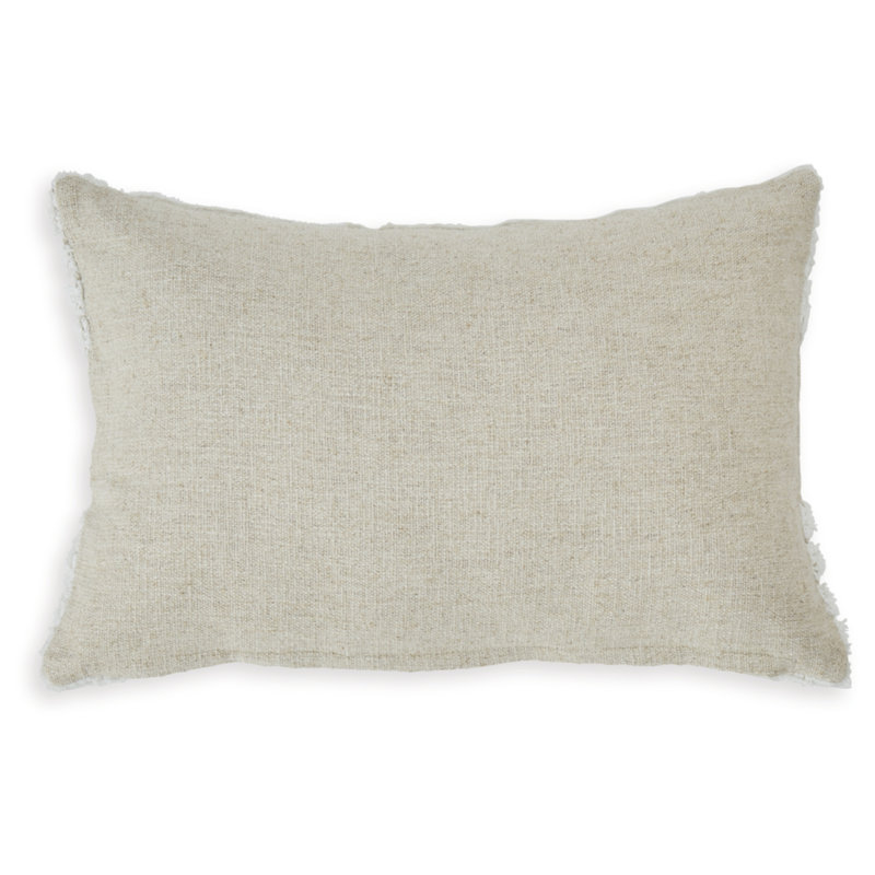 Farissen Rectangular White and Tan Tufted Pillow