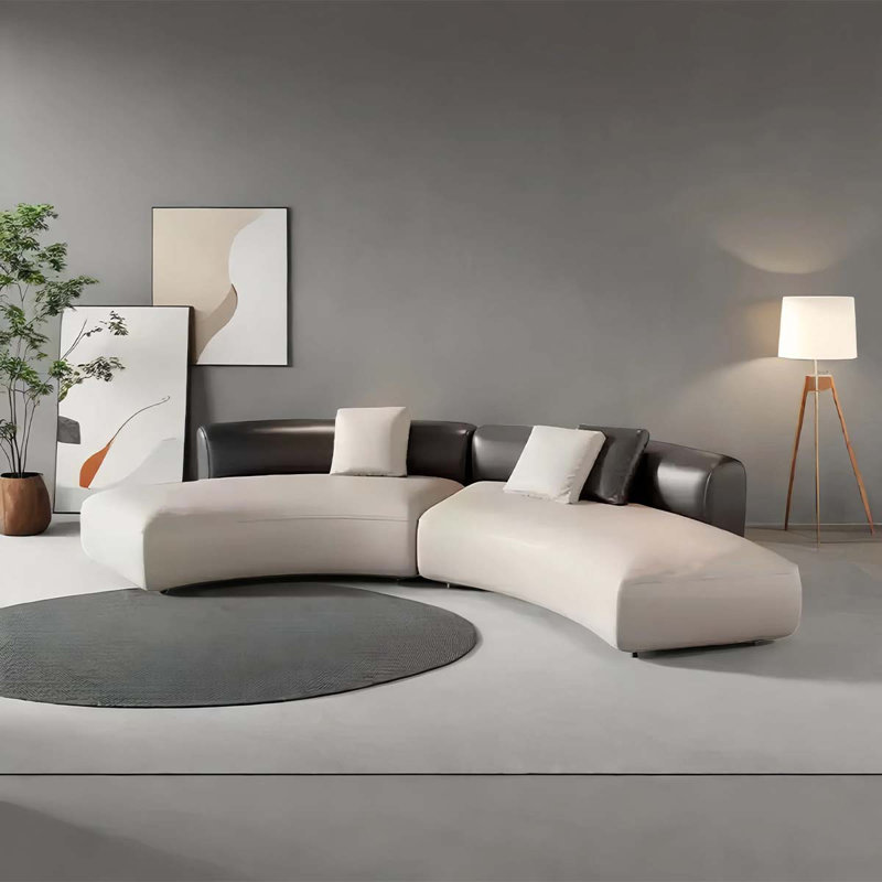 Arc-shaped rest area sofa combination, Black/White