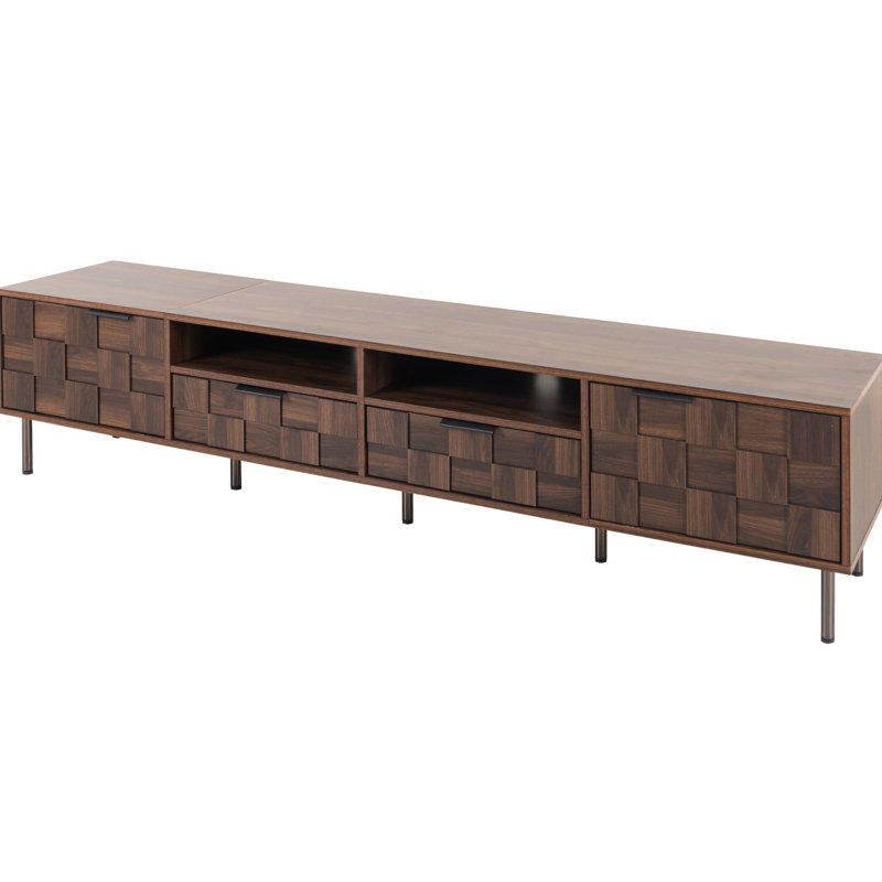 Tv Stand Up To 85": Mid Century With Plentiful Storage And 2 Drawers For Media Cabinet Drawers: Accommodates Up 85" Tvs