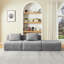 Canapé 3 places compressé en chenille grise, livré monté, idéal pour appartement, confortable et peu encombrant, avec soutien en mousse et ressorts ensachés. Doux au toucher, design élégant, prêt à l'emploi.
