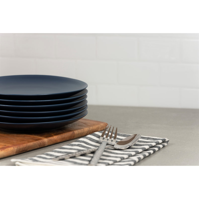 Midnight Blue Matte Ceramic Salad/Dessert Plates, Set of 6
