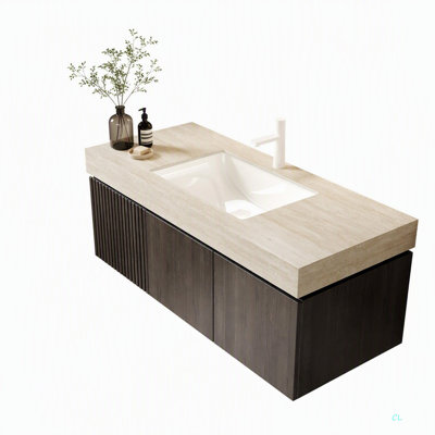 Armoire en contreplaqué de 122 cm (48 po) avec portes doubles et un tiroir, sans lavabo ni comptoir, sans robinet ni couvercle d'évier.