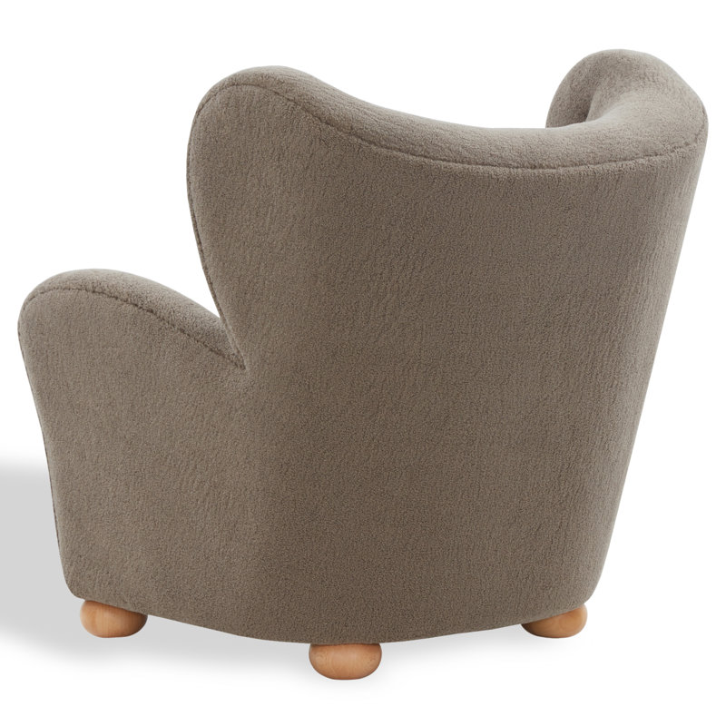 Galloway Wingback Accent Chair, Brown Faux Shearling