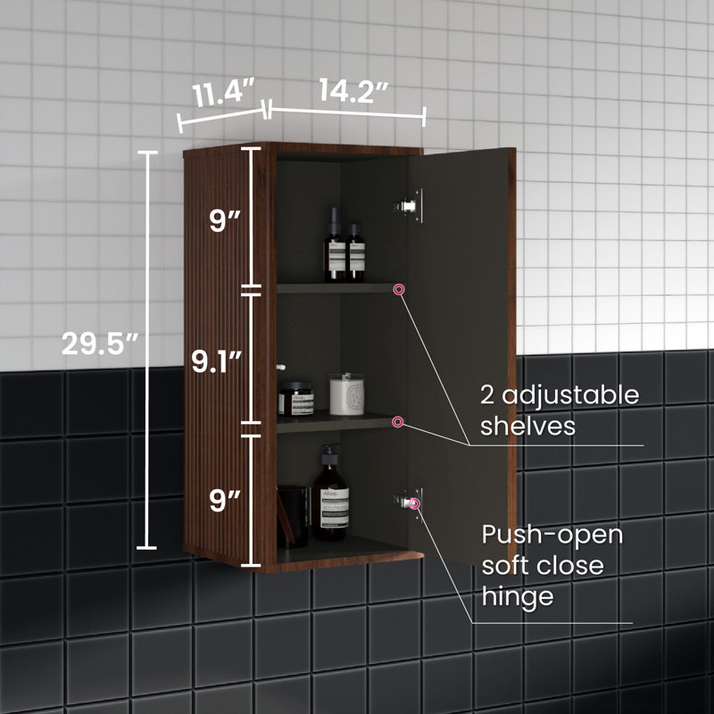 Hannemarie 14.2" W Manufactured Wood Bathroom Cabinet, Walnut
