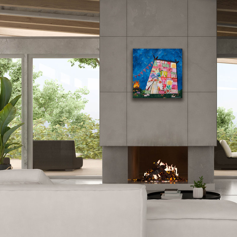  «Nightime By The Fire» par Carrie Sharp, art mural sur toile, 26 po x 26 po