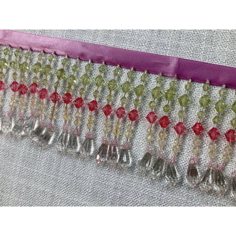 Tissu frange cristal perlé