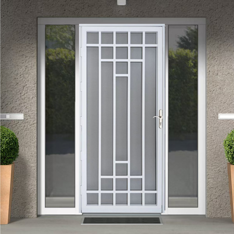 Grisham Deluxe Steel Security Door, 32" X 80" Iron Security Storm Door Conveys,white