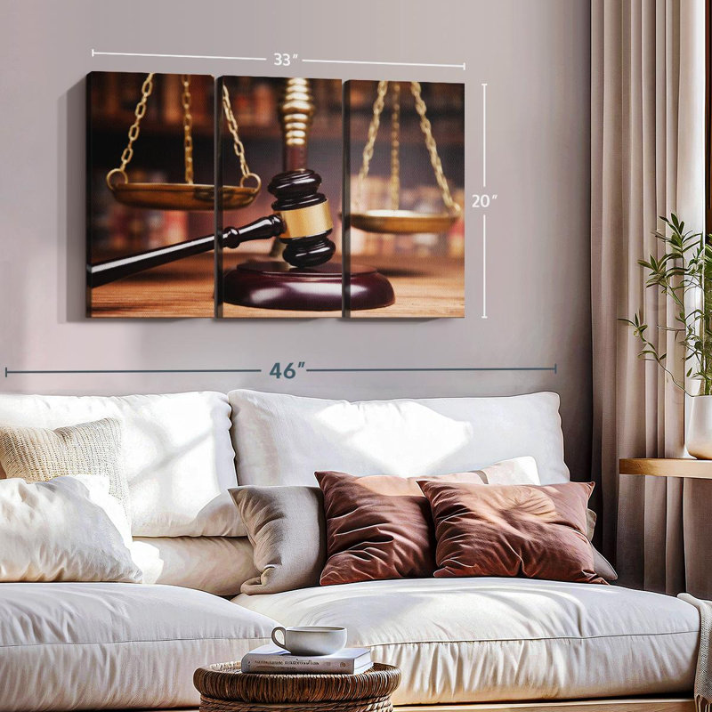 " Gavel And Scales ", 20" H x 33" W x 1.25" D