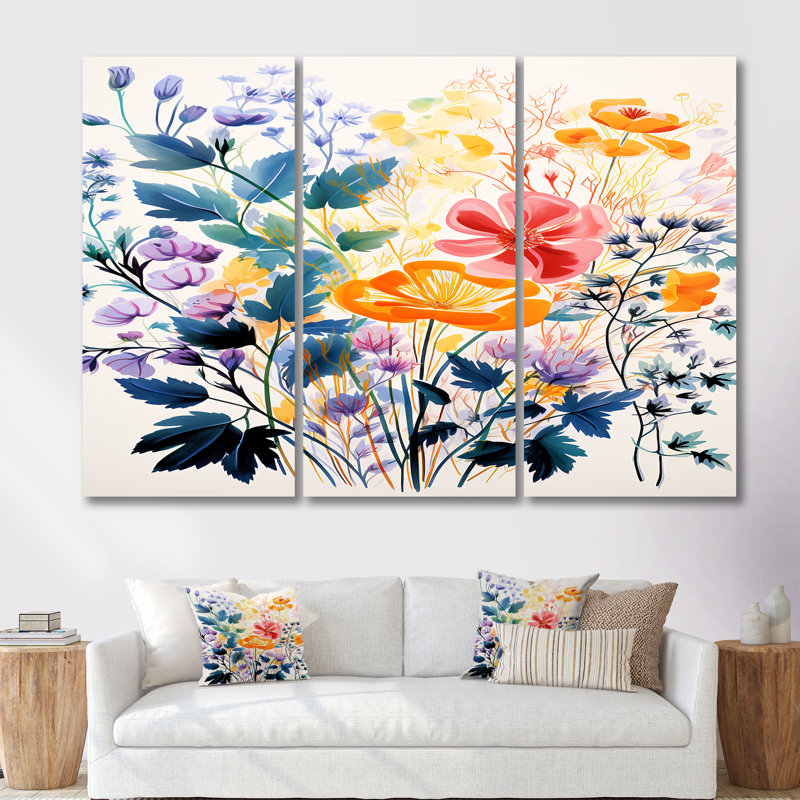Lorinda - Ensemble d'impressions murales Buttercups, Toile tendue, H 32 po x l 48 po x P 1 po