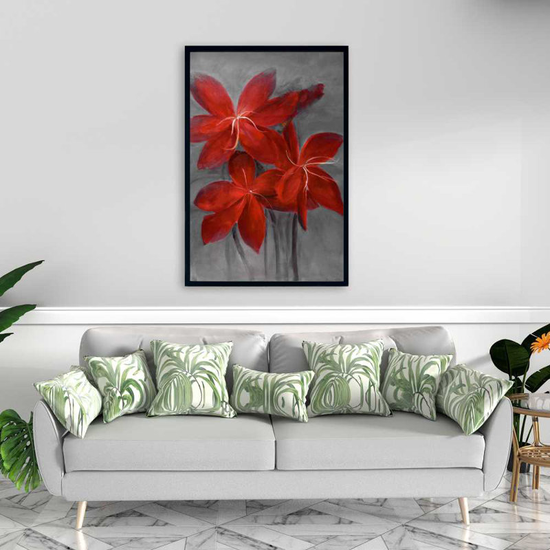 Asiatic Lily - Bureau gris, toile encadrée, décoration intérieure