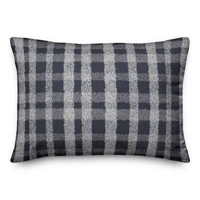 Chalky Gray Plaid Outdoor Throw Pillow