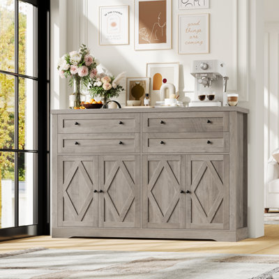 55.1" W Sideboard with 4 Drawers, Thickened Desktop
