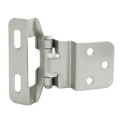 Self-Closing Semi-Concealed 1/4" overlay, 3/8" inset Face Frame Self-Close - Satin Nickel - Cabinet Door Hinges (Set of 2)
