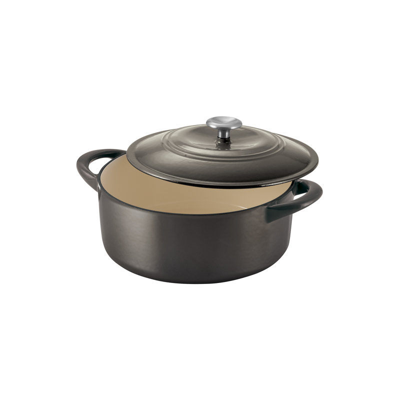 Cocotte ronde en fonte émaillée de couleur brune, 6 pintes, Métal industriel