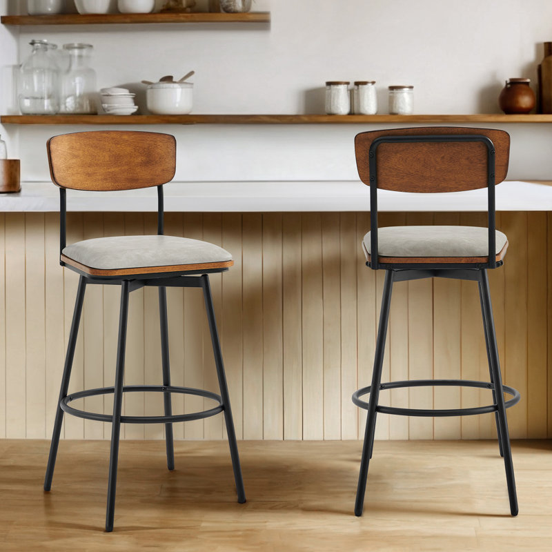 Tabouret de comptoir pivotant 27 po Avriel, Gris, Tabouret de bar (hauteur du siège : 30,3 po), 2