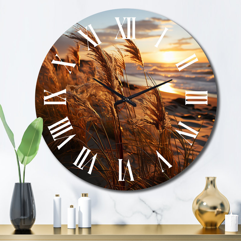 Beach Breeze At Sunrise II - Horloge murale nautique et de plage, Grand