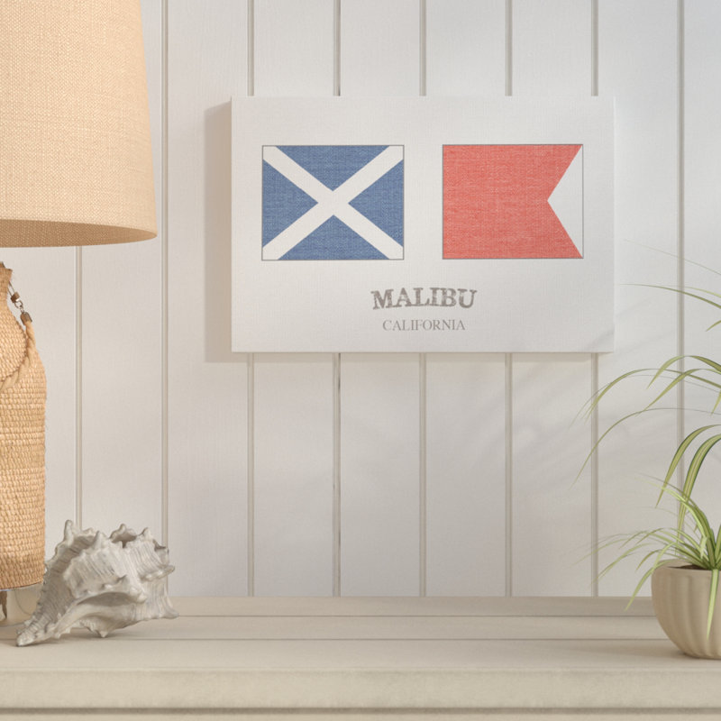 « malibu nautique flags », impression, H 16 po x l 20 po, Toile tendue