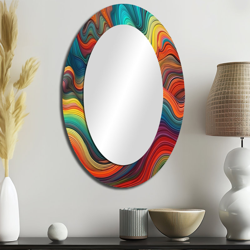 Pétar explorant les profondeurs du marbre orange III - miroir géométrique, miroir mural orange unique, impression sur métal