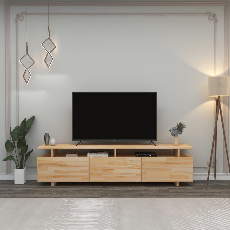 TV Stand for TVs up to 76" Solid Wood Houa, Natural