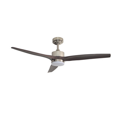 Ventilateur de plafond intelligent 52 po avec lumière, 3 pales, moteur à courant continu, ensemble d'éclairage à DEL à intensité variable CCT, écoénergétique, fonctionnement silencieux, rotation inversée, application et télécommande, fonction minuterie, calibre d'intérieur, grain de bois noyer