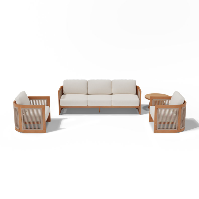 Ensemble de conversation d'extérieur avec coussins 4 pièces Holmesville, 4 Pcs: Table, Sofa, 2 Chairs