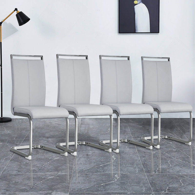 Ensemble de chaises rembourrées polyvalentes à haut dossier pour divers espaces, élégantes et durables, Gris clair