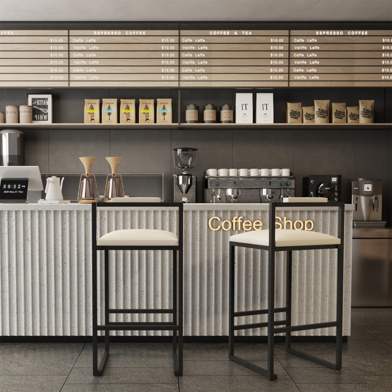 Ensemble de 2 tabourets de bar rembourrés en similicuir avec tabourets de bar modernes et structure en métal pour comptoir, îlot de cuisine