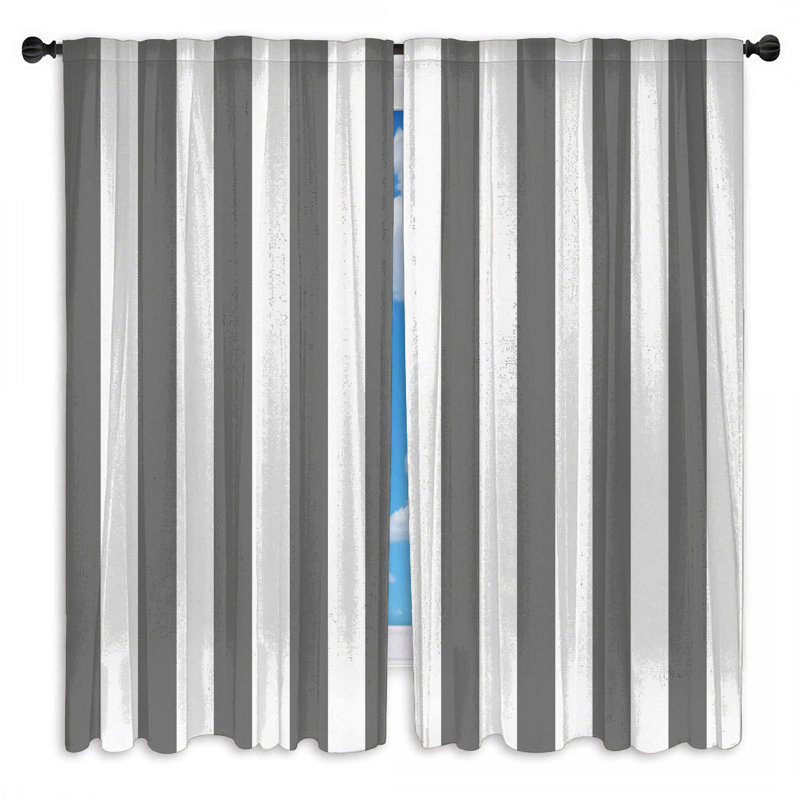 Gray Vertical Stripes Window Curtains Stripes Sheer & Room Darkening - 2 Panels, 20 po x 50 po - 2 panneaux, Transparent
