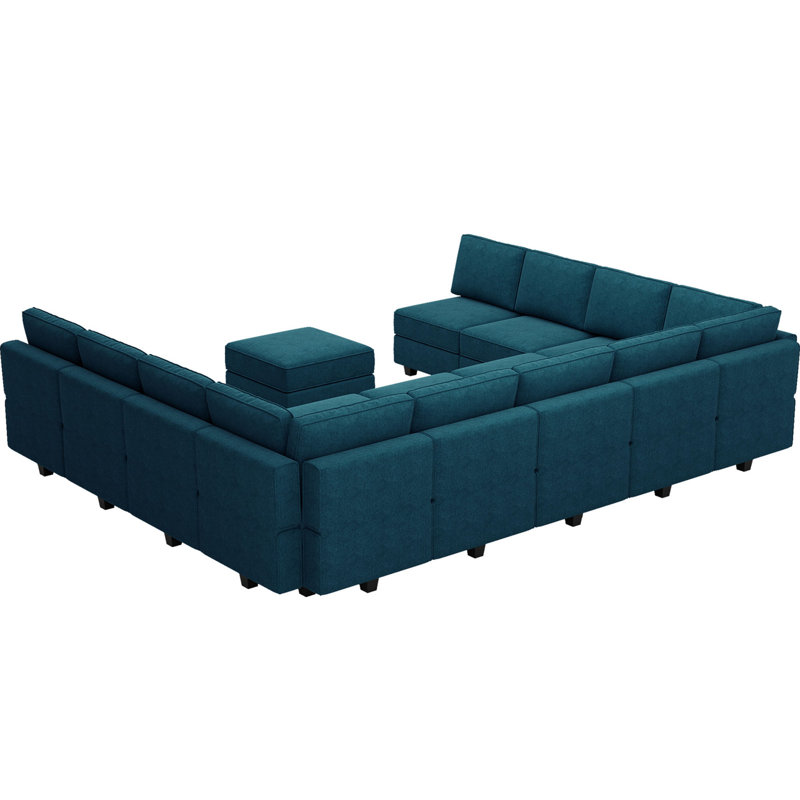 Canapé-lit modulaire surdimensionné en U avec rangement Canapé-lit modulaire Neemi, Mélange de polyester bleu
