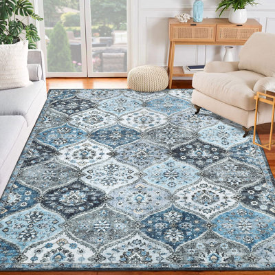 Vintage Floral Washable Area Rug for Front Entrance Kitchen Bathroom