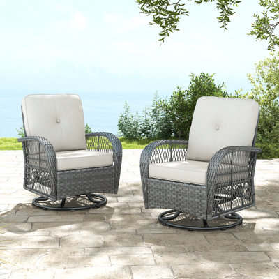 Addallee Swivel Premium All-Weather Wicker Outdoor Lounge Chair, Cushions Included