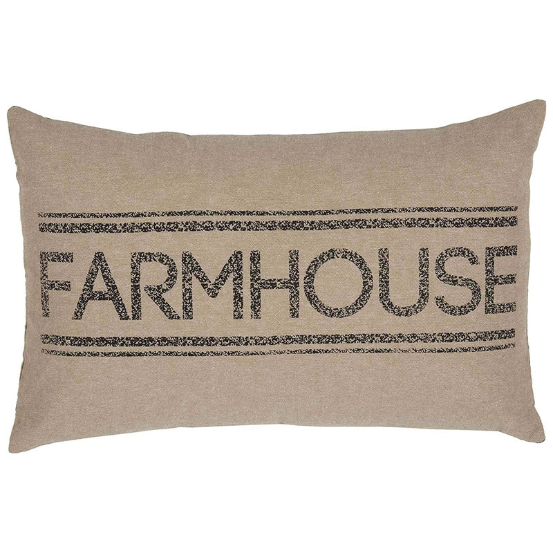 Sawyer Mill Beige Cotton Farmhouse Rectangular Pillow 14x22"