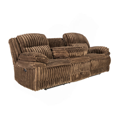 Manual Motion Sofa Recliner Fur-Like Corduroy In Chocolate