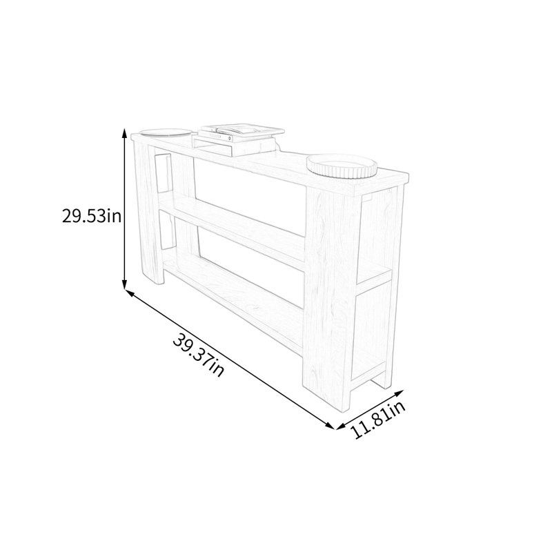Console Nordic, 29,53 po H x 39,37 po L x 11,81 po P, Bois naturel