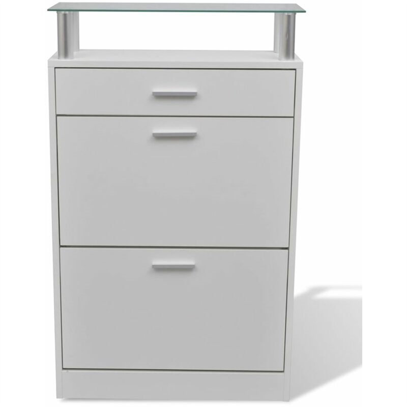 Flip Down Shoe Storage, White