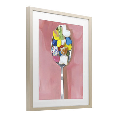 «Nostalgic Fun Breakfast Spoon», reproduction sous verre encadrée, design par The Prints Vibe