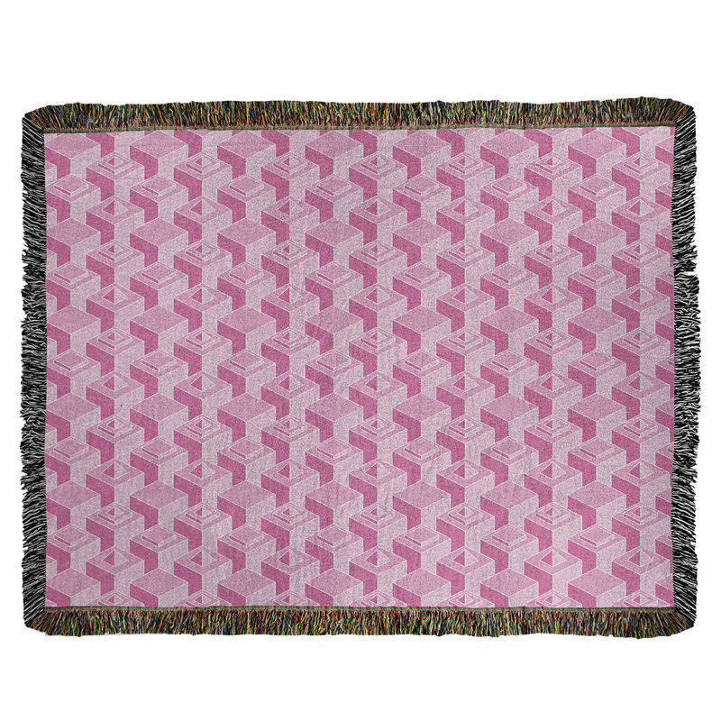 Couverture en coton tissé à motif de gratte-ciels classiques, L 50 po x L 60 po, Rose