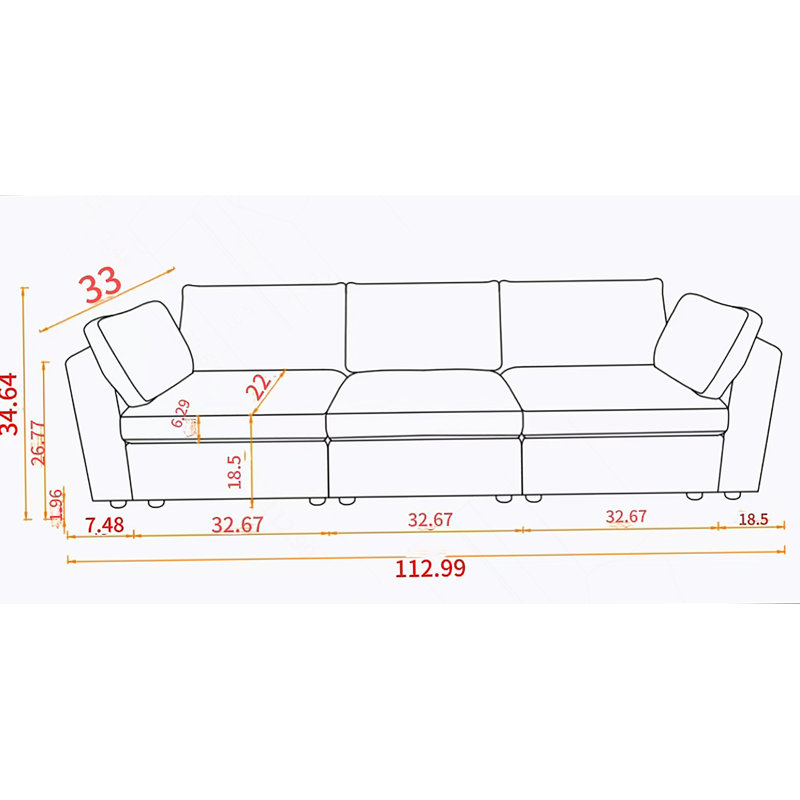 Comfortable Chenille Modular Sofa with Soft Seat and Back, Ideal for Relaxation, White