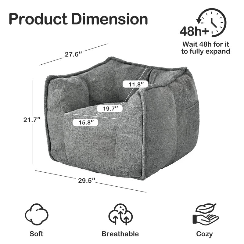 Fauteuil à billes en tissu Kirtis Teddy, Gris