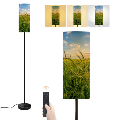 Lampe sur pied champ de blé coucher de soleil doré ciel bleu clair paysage ciel paisible moderne sur pied avec télécommande interrupteur au pied ampoule abat-jour grand poteau d'angle pour le salon chambre bureau