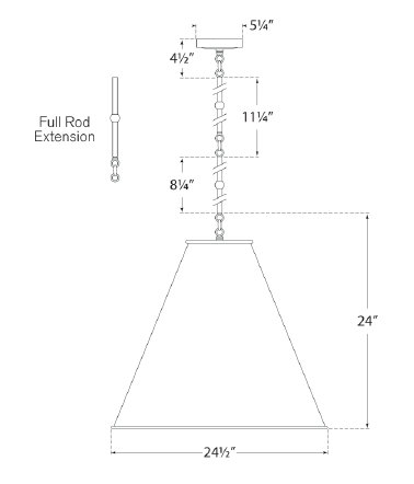 Thomas O'Brien Goodman Large Hanging Lamp, Bronze, Bronze