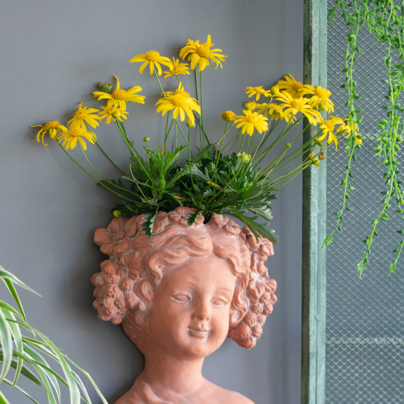 Head Bust Planter, Brown