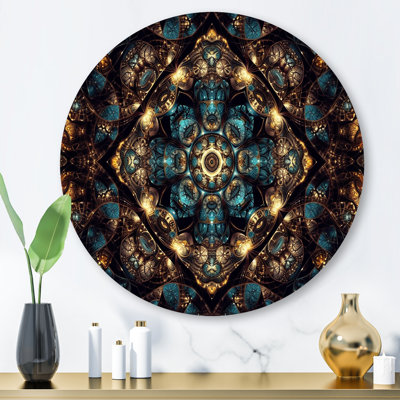 Jiawei «Blue and Gold Exploration Fractal Abstractions II» sur impression métallique