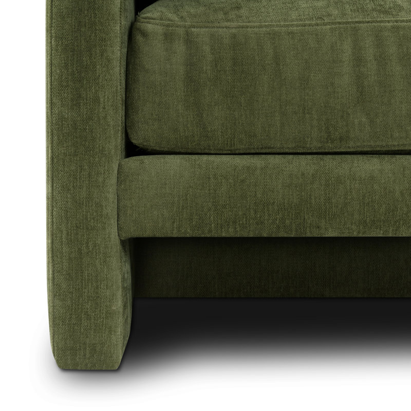 Distressed Green Velvet 90.5'' Upholstered Sofa with Bolster Pillows