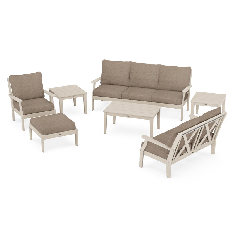 Braxton 7-Piece Deep Seating Set, Sand, Spiced Burlap