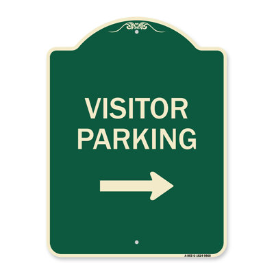Enseigne Signmission Designer Series - Stationnement pour visiteur droit | Enseigne architecturale verte en aluminium de gros calibre 18 po x 24 po | Protégez votre entreprise et votre commune | Fabriqué aux États-Unis