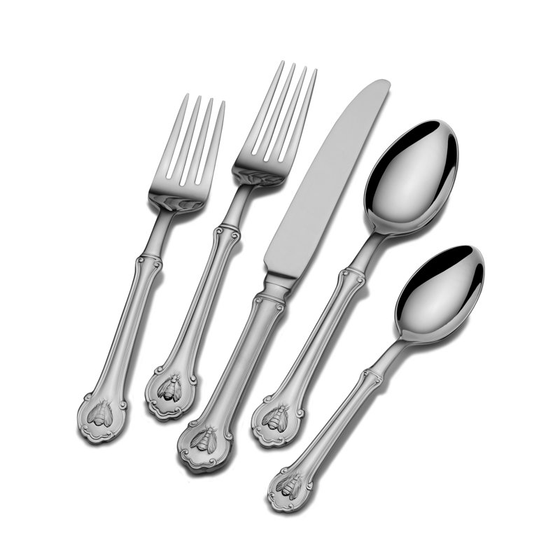 Wallace Wallace Napoleon Bee 45-Piece 18/10 Stainless Steel Flatware Set
