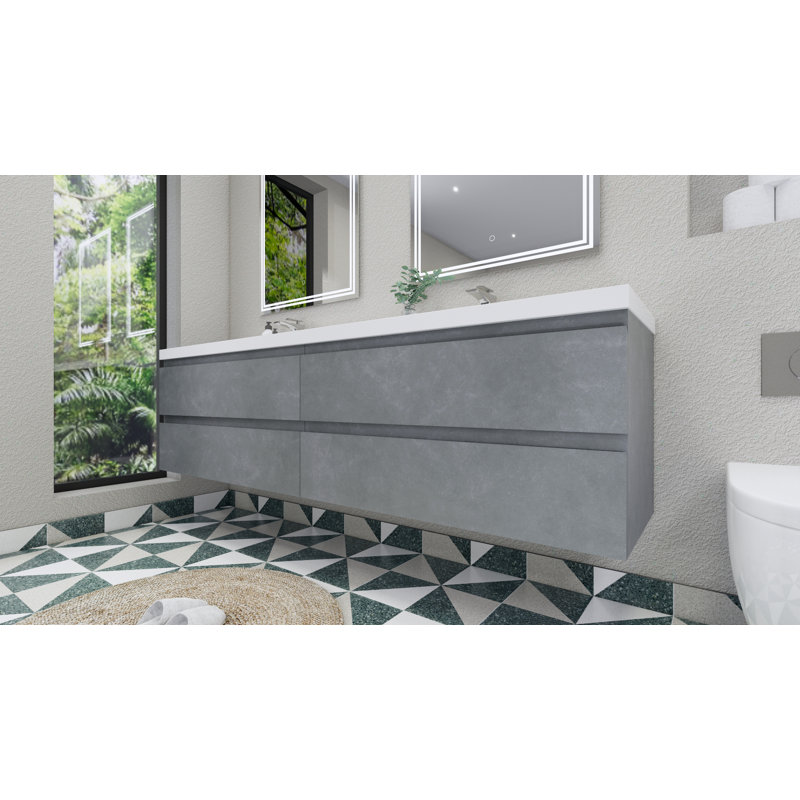 Amahia Double Bathroom Vanity with Acrylic Top, Cement Gray