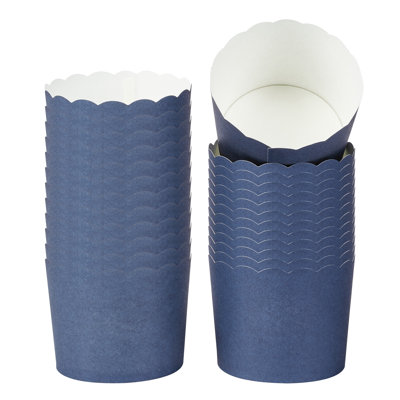 Restaurantware-Panificio 6 Ounce Cupcake Wrappers, 200 Scalloped Baking Cups - Oven-Ready, Greaseproof, Midnight Blue Paper Cupcake Liners, Disposable, For Birthdays, Baby Showers, Or Weddings