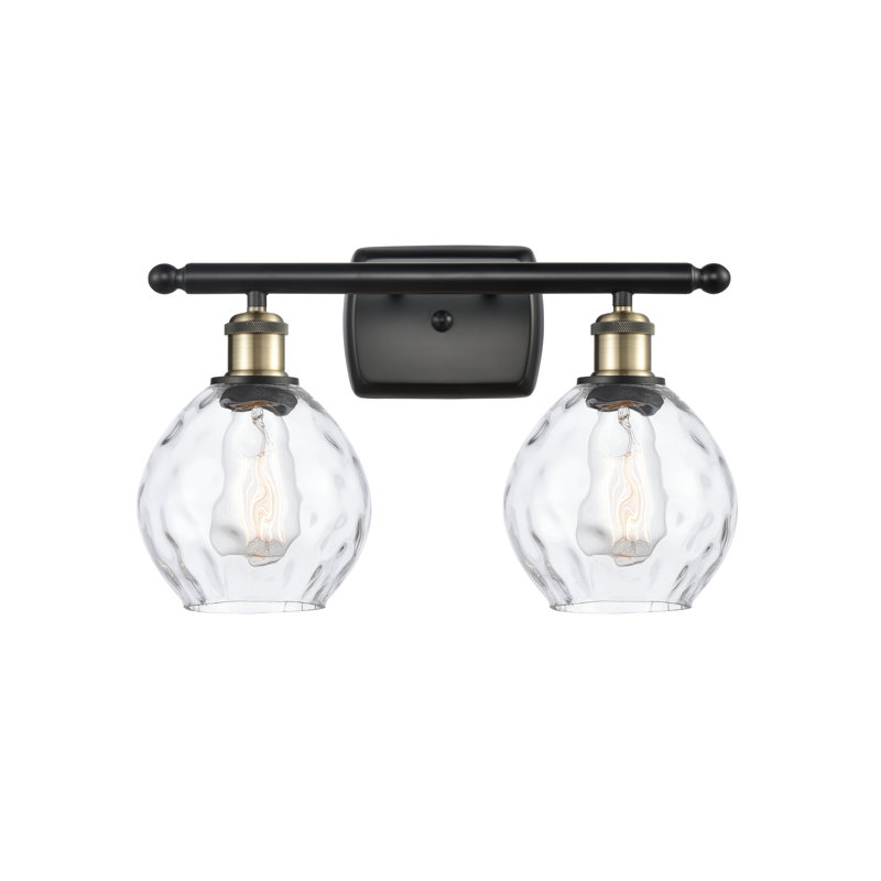 Éclairage pour salle de bain 2 lumières Pomeroy, Transparent, Laiton antique noir, Ampoule non incluse